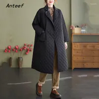 여자 트렌치 코트 안티프 가을 겨울 면화 패딩 대형 빈티지 느슨한 긴 캐주얼 재킷 여성 2023 옷 여자 재킷 코트