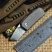 EDC D2 Blade Titanium Knife Mini Pocket Tools Survival folding Keychain Opener Flashlight Umbrella Cord Pendant OT202291P