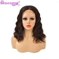 Peruvian Bob Wig Natural Wave Short Lace Closure Human Hair Wigs Remy 4x4 For Women Black Color Pre Plucked With Baby
