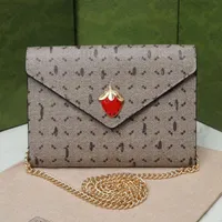 Clutch Handbags Chain Crossbody Bag Women Tote Handbag Coin wallet Cowhide Leather Classic Letter Prints Card pocket Strawberry Pendant