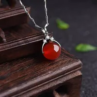Muxiyuan Red Onyx Pendant Transit Pearl Jade Pendant S925 Silver Inlay Benming Gift Silver Necklace2360