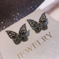 Stud Earrings Bilincolor Trendy Cubic Zirconia Black Butterfly Earring For Women