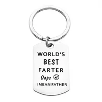 Fathers Gift Key Ring World's Farter Ever Oops I Mean Father Dad Mother Keychain Titanium Steel Keyring Family Jewelry D2733