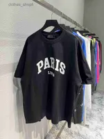 Designer de qualidade masculino Top-shirts Men suéteres camisa Balencgity High Version Paris Letter Imprimindo manga curta Paris New Ins Let Red Moda T-shirt 1dxy
