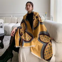 Womens Scarf Autumn and Winter 2021 High-Profile Figure Cashmere-like Warm Korean Fashion All-Match Double-Sided Shawl260d
