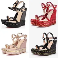 Top Women High Heels Red Bottoms Sandals Cataclou Studs Wedge Platform Sandals Fashion Ladies Sandals heel 6cm 12cm Spikes Rivets Shoes With box 35-42