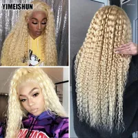 Kinky Curly Lace Frontal Closure Wig Blonde 613 Front Human Hair Transparent 4x4 Remy Wigs