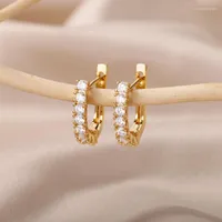 Stud Earrings Geometric Square For Women Zircon Shiny Pendant Drop Earring Daily Wedding Birthday Dangle Jewelry Friend Gifts Bijoux