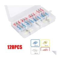 Connectors Terminals 120Pcs Set Solder Seal Wire Heat Shrink Butt Connector Waterproof And Insated Electrical Splice Drop Delivery Dhhlf