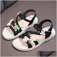 Sandals Summer Little Girls Flower Simple Cute Pink Green Children Toddler Baby Soft Casual School Girl Shoes 220615 Drop Delivery K Dhsmx