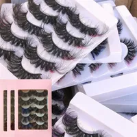 False Eyelashes Five Pairs Colored Faux Mink Lashes 25mm Wholesale With Color Fluffy Free Paper Box For Party Beauty