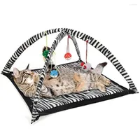 Cat Beds Funny Play Tent With Hanging Ball Toys Balls Bed Kitten Mat Exercise Activity Playing Blanket Portable Pet Supplies