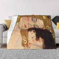 Blankets The Three Ages Of Woman Comfortable Soft Flannel Autumn Gustav Klimt Painting Art Throw Blanket For Couch Outdoor Bed