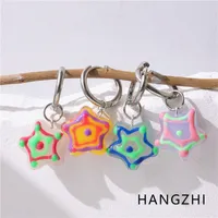 Dangle Earrings HANGZHI Personalized Graffiti Star Clear Acrylic Handmade Drop Metal Ear Hoops For Women Girls Fashion Jewelry