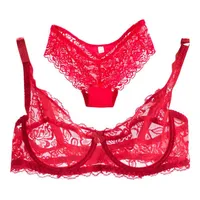 Bras Sets Sexy Transparent Women Bra Set Lingerie Ultra-thin And Panties Lace Bralette Brief B Cup Underwear219O