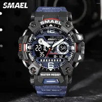 Wristwatches SMAEL Navy Blue Electronic Digital Watch Men Dual Time Display Waterproof Chronograph Sport Quartz Wristwatch Date Alarm 8072