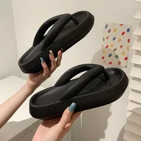 Slippers Thick Bottom Beach Flip-Flop Thong Platform Sandals Summer Shoes Soft Bathroom Pillow Slides Outdoor Indoor Women