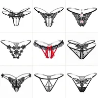 24 Styles Underpants Sexy Pearl Panties Women's Thongs And G Strings Lace Open Crotch Tangas Women Sexy Underwear Bow Briefs 256J