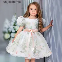 Girl's Dresses Evening Party Princess Gown for Girl Children Birthday Prom Flower Print Dresses Pageant Ceremony Children Costume Wedding Dress W0323