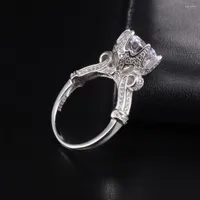 Cluster Rings Three Styles Real 925 Sterling Silver For Women Luxury Flower 6ct Diamond Engagement Wedding Ring Fine Gemstone Jewelry