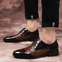 Dress Shoes Plus Size 38-48 Leather Formal Men Brown Oxford Wedding Classic Black Lace-up Banquet Flats Sapato Masculino