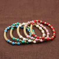 Strand Natural Pine Stone Beads Bracelet For Women Bohemian Charming Beach Bracelets Girl Jewelry