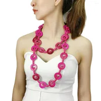 Choker UKEN Ethnic Bohemian Wooden Handmade Long Necklace Statement Big Round Wood Beads Collar Fashion Party Jewelry