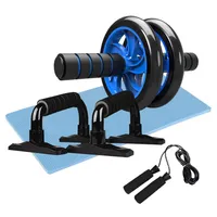 5-in-1 AB Wheel Roller Kit Spring Exerciser Abdominal Press Wheel Pro with Push-UP Bar Jump Rope and Knee Pad Portable Equipment2359