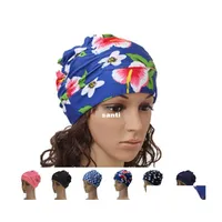 Swimming Caps 17 Colors Ladies Womens Hat Swim Bathing Turban Elasticated Woman Long Hair Large Comfortable Drop Delivery Sports Out Dh2Xm