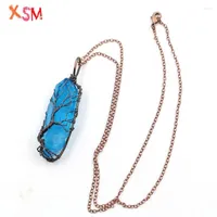 Pendant Necklaces XSM Tree Of Life Necklace Dyed Color Irregular Natural White Crystal Pillar Reiki Charms Jewelry Unisex 1 Pcs