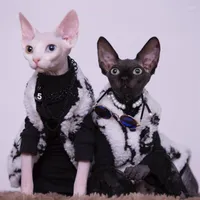Cat Costumes Cartoon Animated Print Winter Warm Coat Vest With Snaps For Outfits Thick Cotton Sphynx Kitten Puppies Clothes