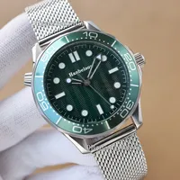 60º relógio masculino de nylon de 42 mm de nylon automático forma ondulada de moldura verde luminous parafuso de malha de malha de malha de coroa de metal 2813 relógio de pulso