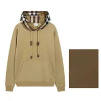 Mens Hoodie Burbrerys Sweatshirt Pullover Original Standard Top Edition High Quality Plaid Hooded Long Sleeve Sweater Light LuxurioLT5E