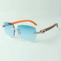 Direct s endless diamond sunglasses 3524025 with orange wooden temples designer glasses size 18-135 mm203Q