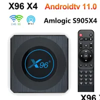 Android Tv Box 11 X96 X4 Amlogic S905X4 4G 64Gb Rgb Light Tvbox Support Av1 8K Dual Wifi Bt4.1 32Gb Set Topbox X96X4 Drop Delivery E Dhk5W