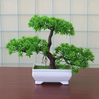 Decorative Flowers Artificial Plant Potted Welcome Pine Bonsai Simulation Flower And Wreaths Fake Green Pot Plants Ornaments Home Decor