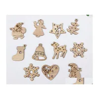 Christmas Decorations Diy Natural Wooden Chip Tree Hanging Ornaments Pendant Kids Gifts Snowman Shape Xmas Drop Delivery Home Garden Dhsup