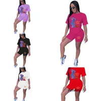 Retail Designer 2023 Plus Sizes S-5XL Women Tracksuits Two Pieces Set New Large Letters Pattern Printed T-shirt Shorts Suits 6 Colours Outfits Summer