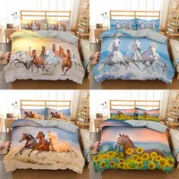 Homesky 3D Horses Bedding Set Luxury Soft Duvet Cover King Queen Twin Full Comforter Bed Set Pillowcases Bedclothes 201021302m
