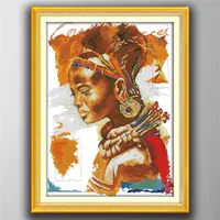 The African woman lady Gracious style Cross Stitch Needlework Sets Embroidery kits paintings counted printed on canvas DMC 14CT 221e