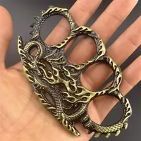 Weight About 140g Metal Brass Knuckle Duster Four Finger Self Defense Tool Fitness Outdoor Safety Defenses Pocket EDC Tools Protec253O