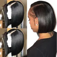 Bob Lace Front Human Hair Wigs With Baby Hair Pre Plucked Brazilian Remy Hair Full End Straight Short Bob Wig For Black Women229h