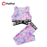 Clothing Sets PatPat Summer Kid Girl Tie Dye Letter Decor Tank Top 2pcs Suits for 4 9 Years 230322