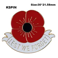 White Less We Forget Poppy Flower Lapel Pin Flag Badge Lapel Pins Badges Brooch XY01222533