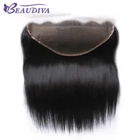 Brazilian Straight Virgin Hair 13x6 Lace Frontal Closures 100% Human Hair Pre-Plucked Hairline With Baby Hair Closure2368