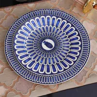 High-end Ceramic tableware Blue plates set Bone china Dinnerware Porcelain dishes 6 inch 8 inch flat plate Cup and saucer Fashion 2241