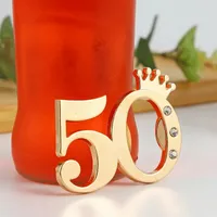 Wedding Anniversary Party Present Gold Imperial Crown Digital 50 Bottle Opener in Gift Box Chrome 50th Beer Openers dh968