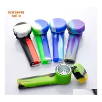 Smoking Pipes Colorf Sile Hand Pipe With Metal Bowl And Sil Cap Dab Rig307U Drop Delivery Home Garden Household Sundries Accessories Dhqg3