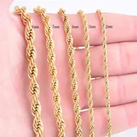 High Quality Gold Plated Rope Chain Stainls Steel Necklace For Women Men Golden Fashion ed Rope Chains Jewelry Gift 2 3 4 5 6286j