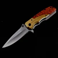 Top quality OEM Browning DA77 Fast-opening Tactical folding knife Satin Blade Steel wood handle camping knives wtih retail paper b2883